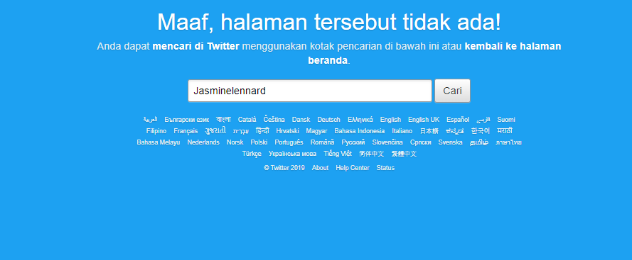 Akun Twitter Jasmine Lennard lenyap
