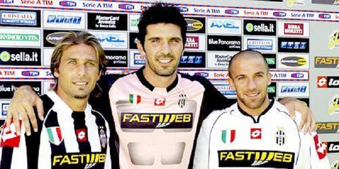 Antonio Conte (kiri), Gianlugi Buffon (tengah), Alessandro Del Piero (kanan)
