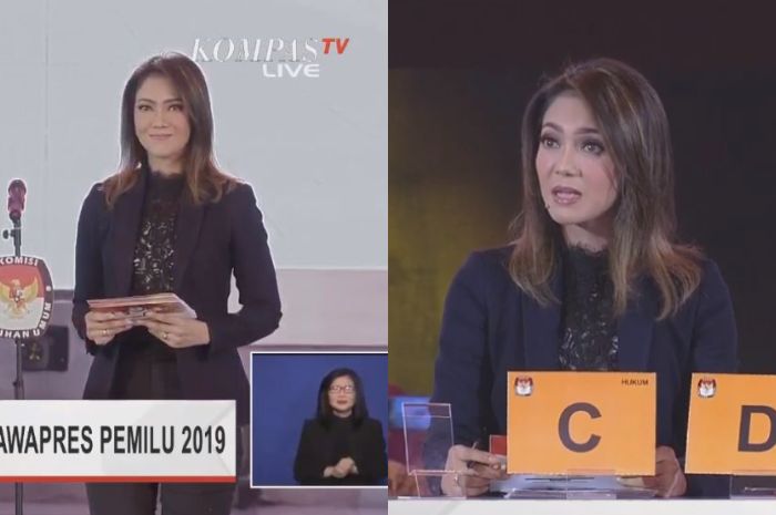 Gaya makeup Ira Koesno saat menjadi moderator debat Capres 2019