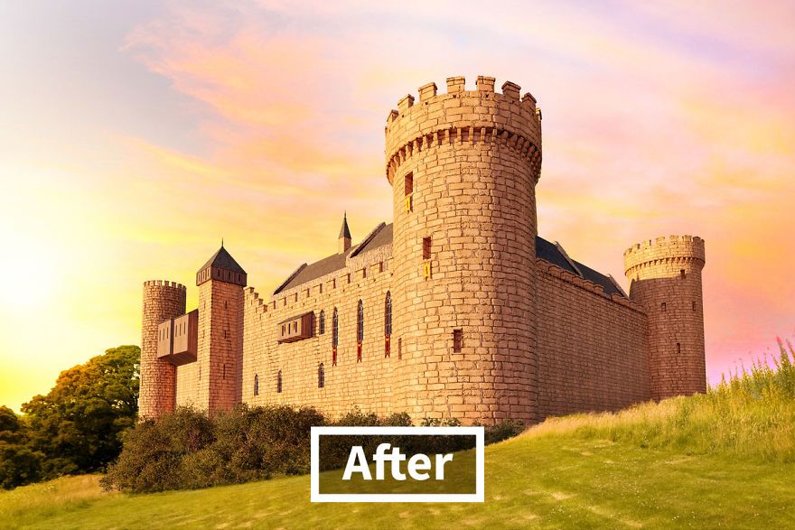 Bothwell Castle (South Lanarkshire, Scotland) setelah direkonstruksi oleh teknologi