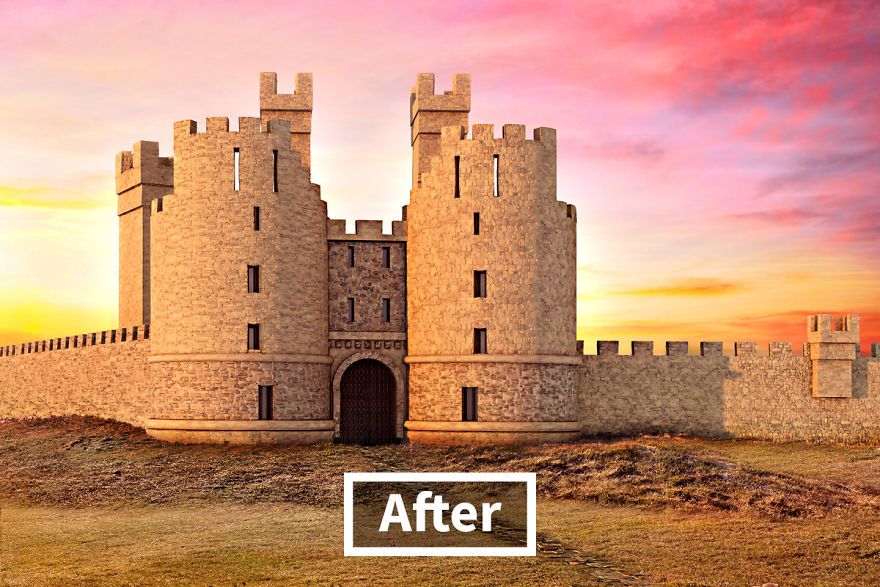 Kastil Dunstanburgh (Northumberland, Inggris) setelah direkonstruksi oleh teknologi