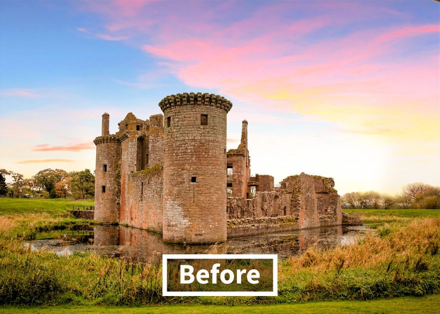 Caerlaverock Castle (Dumfries and Galloway, Scotland) sebelum direkonstruksi