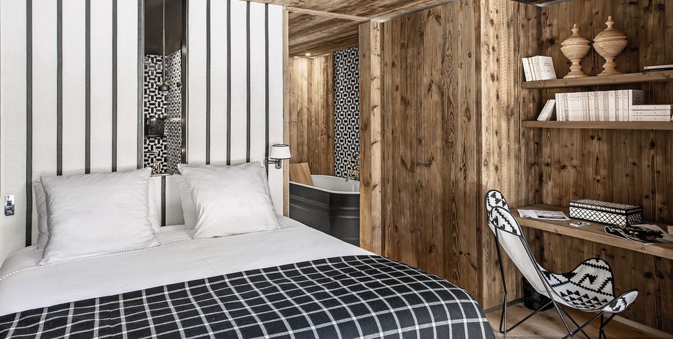 A Wood-Clad Chalet Bedroom 