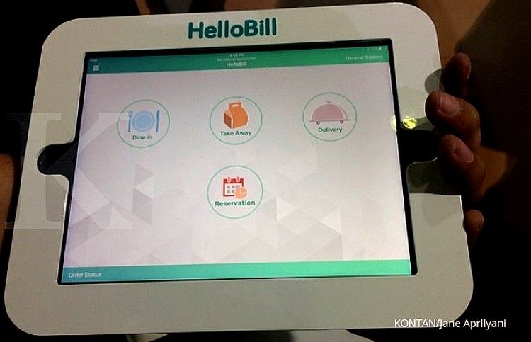 Tampilan aplikasi Hello Bill di restoran