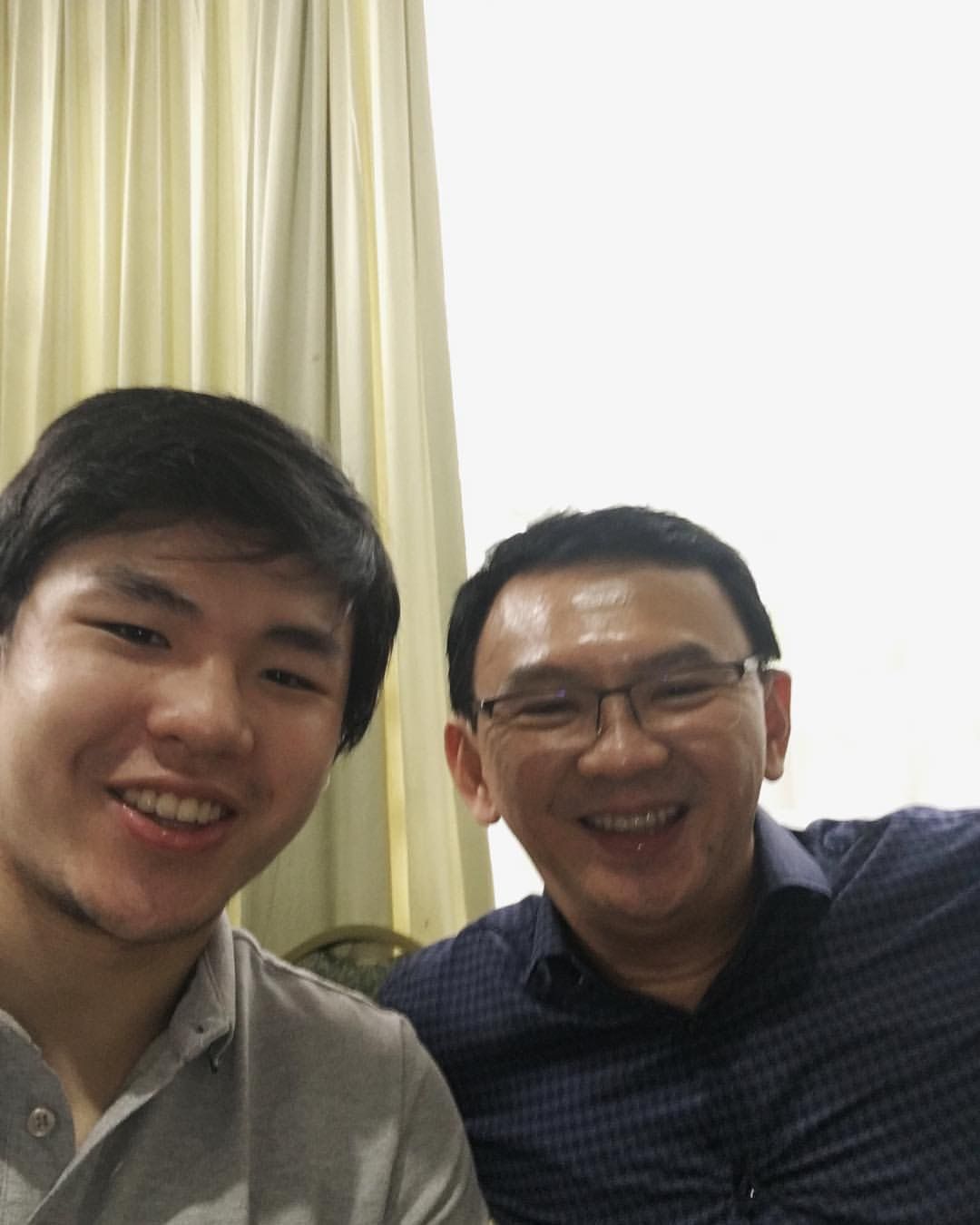 Basuki Tjahaja Purnama atau Ahok atau BTP bersama sang anak Nicholas Sean Purnama usai bebas.