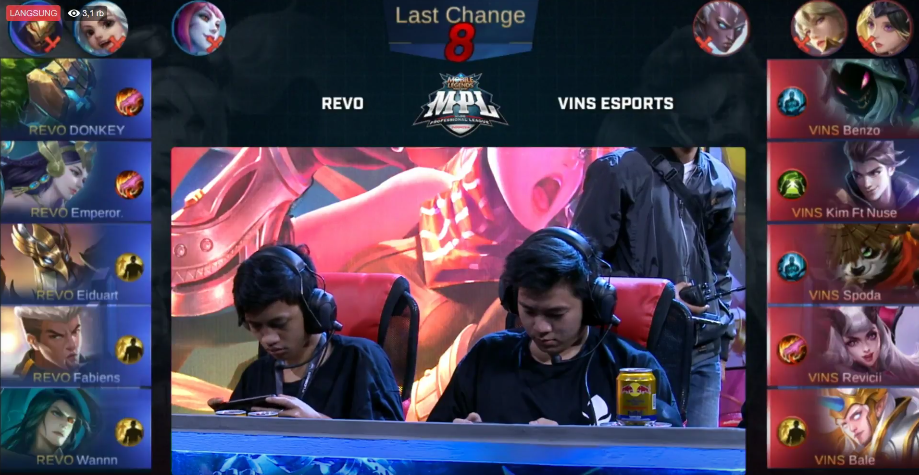 Formasi hero Revo VS. Vins eSport ada ronde pertama di MPL Season 3 Final Quilifier.