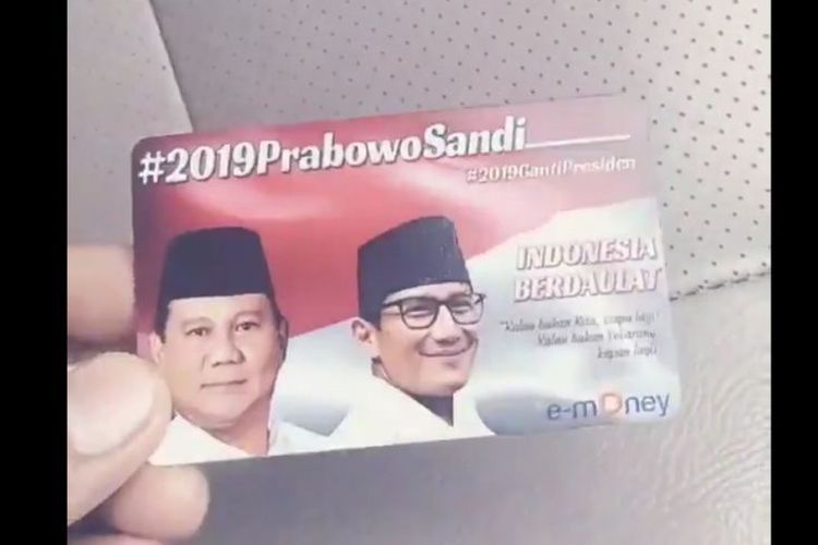kartu Mandiri e-money bergambar Prabowo - Sandi