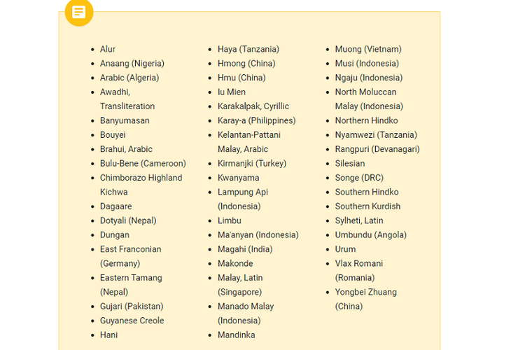 Daftar bahasa baru di Gboard
