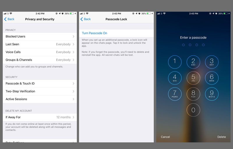 Cara mengunci Telegram Messenger di iOS 12