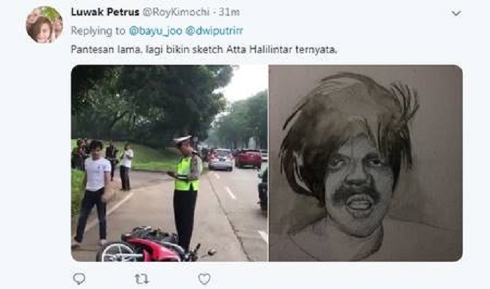 Meme polisi tilang perusak motor.