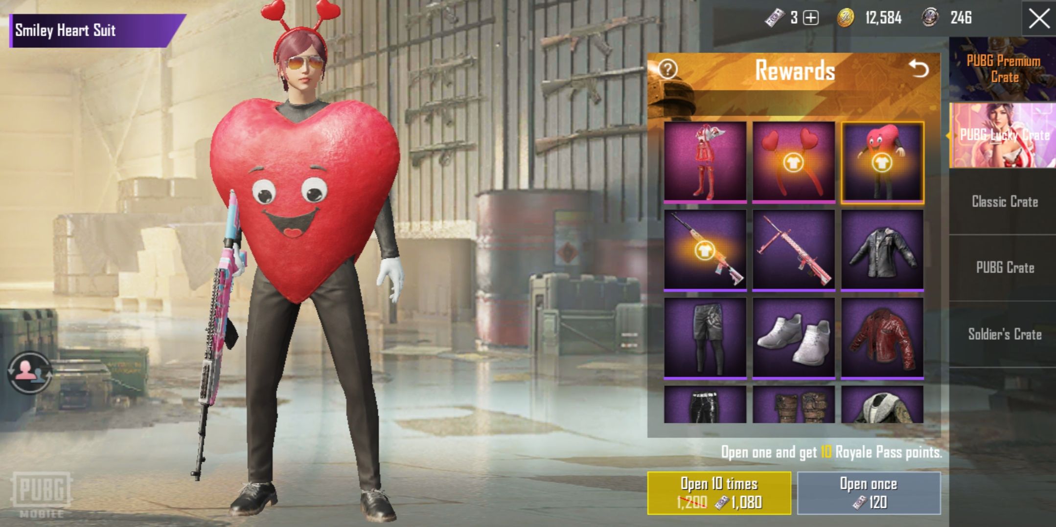 Smiley Heart Suit skin di PUBG Mobile menyambut Valentine