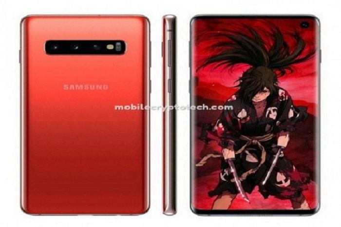 Ilustrasi warna merah Samsung S10