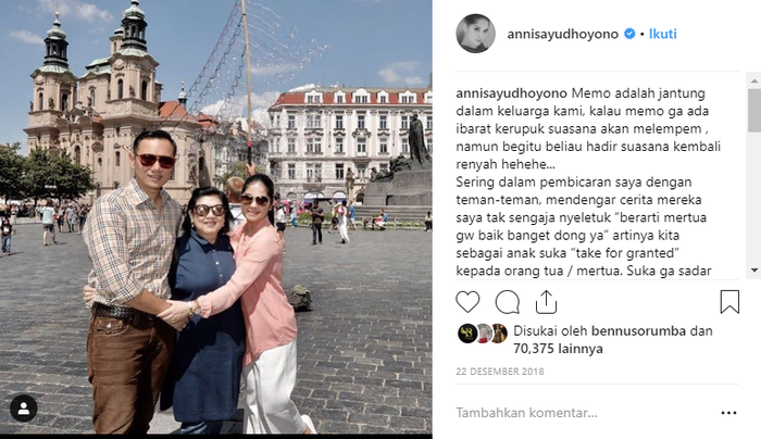 Menurut Annisa Pohan, Memo adalah jantung keluarga