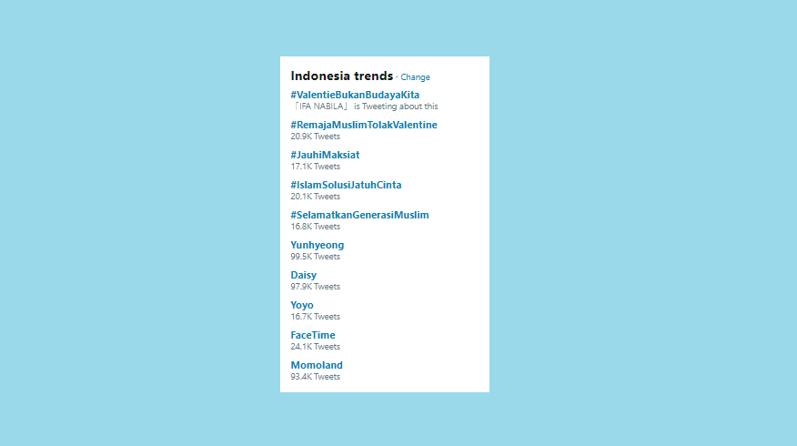 #ValentieBukanBudayaIndonesia jadi trending di Twitter Indonesia.