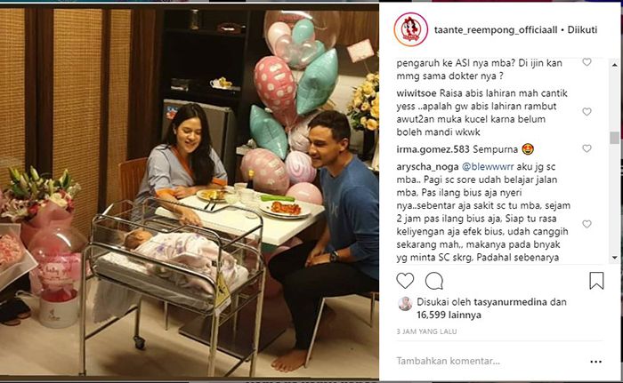 Hamish Daud dan Raisa dinner bersama putri mereka