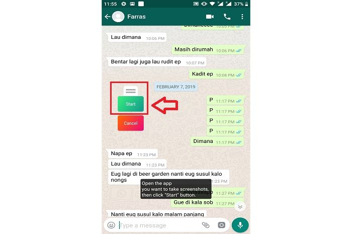 Setelah memilih obrolan chat, pilih 