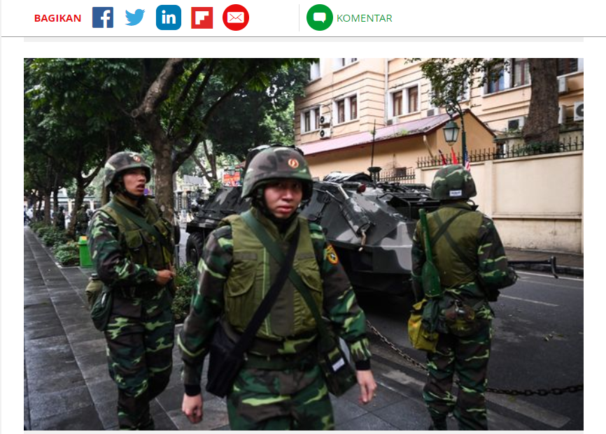 Tentara Vietnam mengamankan jalannya pertemuan di KTT.