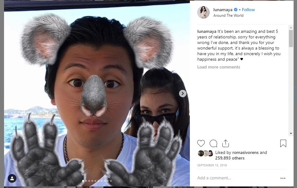 Foto Reino Barack yang masih tersisa di Instagram Luna Maya