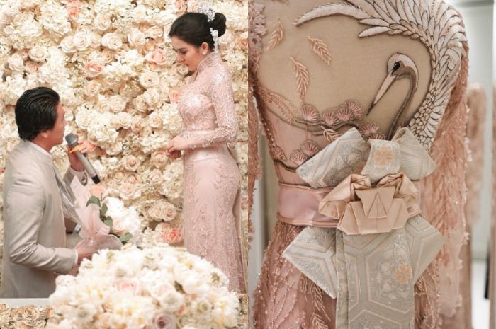 Terkuak! Arti Simbol Bangau di Gaun Lamaran Syahrini