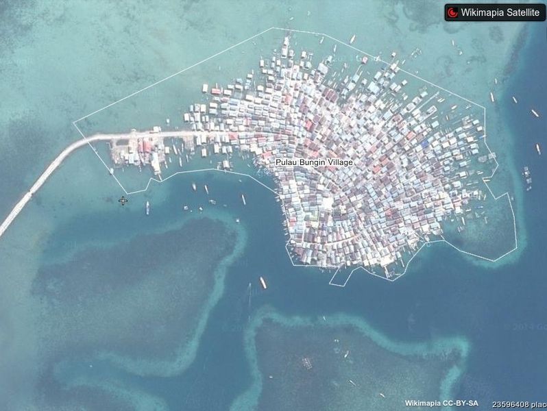 Pulau Bungin dilihat dari citra satelit.