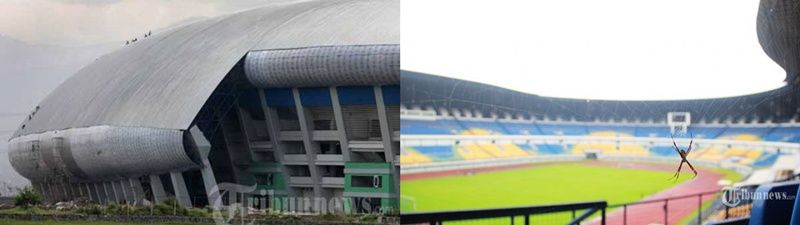 stadion Gelora Bandung Lautan api, nomine yang mengaplikasikan baja lapis sebagai atap.