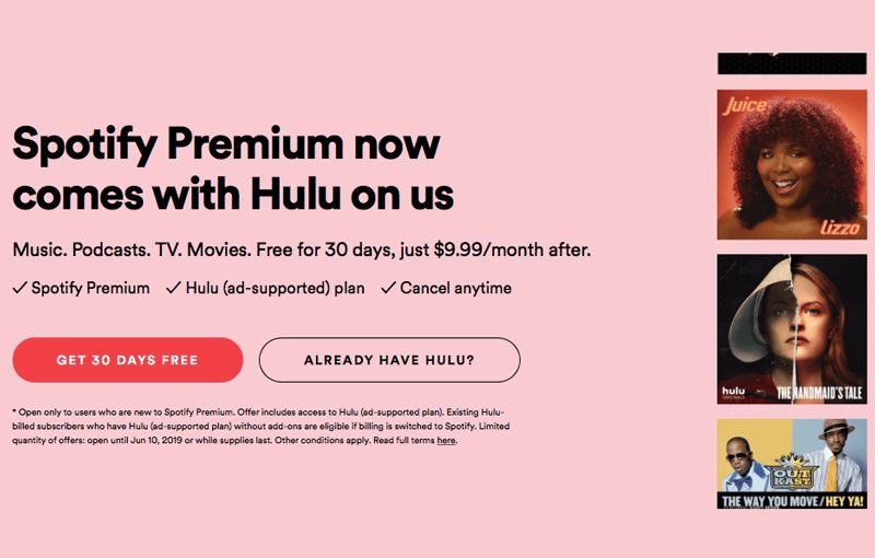 Spotify and Hulu