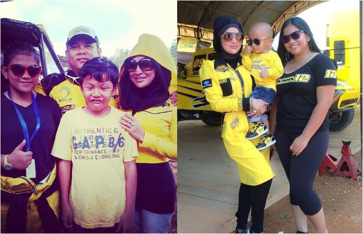Istri Haji Isam kerap berada di lintasa balap demi mendukung karier sang putri sebagai pembalap off-road.