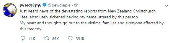 Respon Pewdiepie terkait kabar namanya yang disebut oleh teroris sebelum melakukan aksinya.