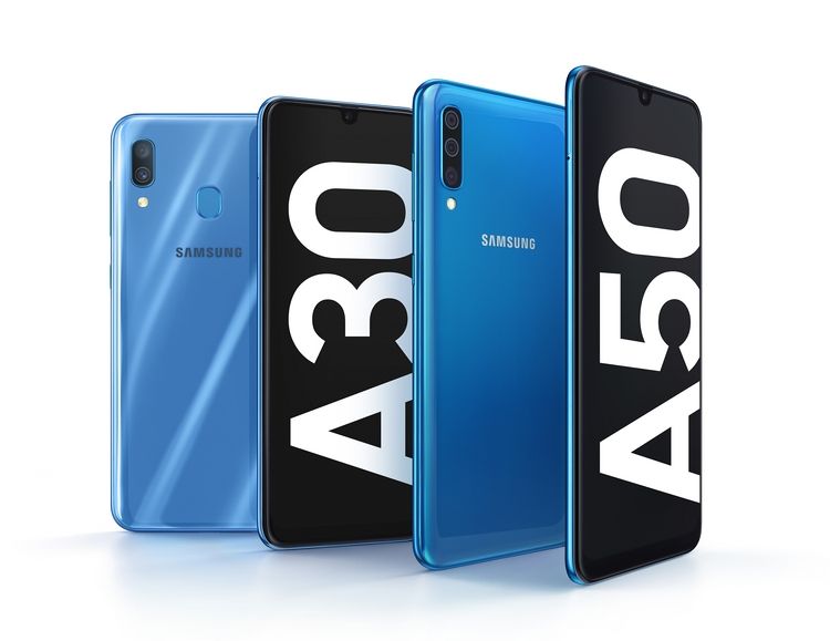 Samsung Galaxy A30 dan A50 warna biru