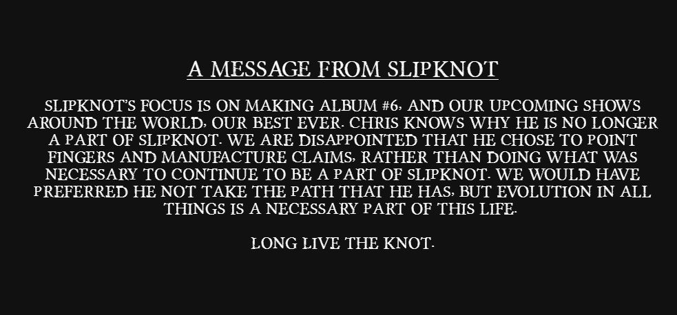 Pesan di situs Slipknot