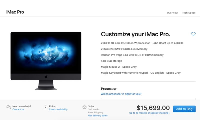 Custom order iMac Pro