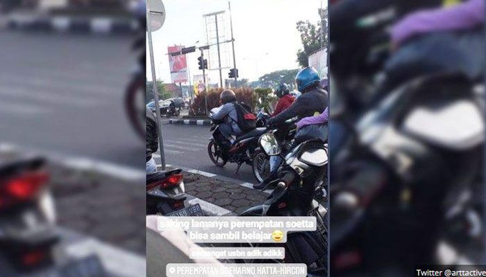 Viral durasi lampu merah Samsat Kircon yang sampai 12 menit, pemotor nyambi belajar