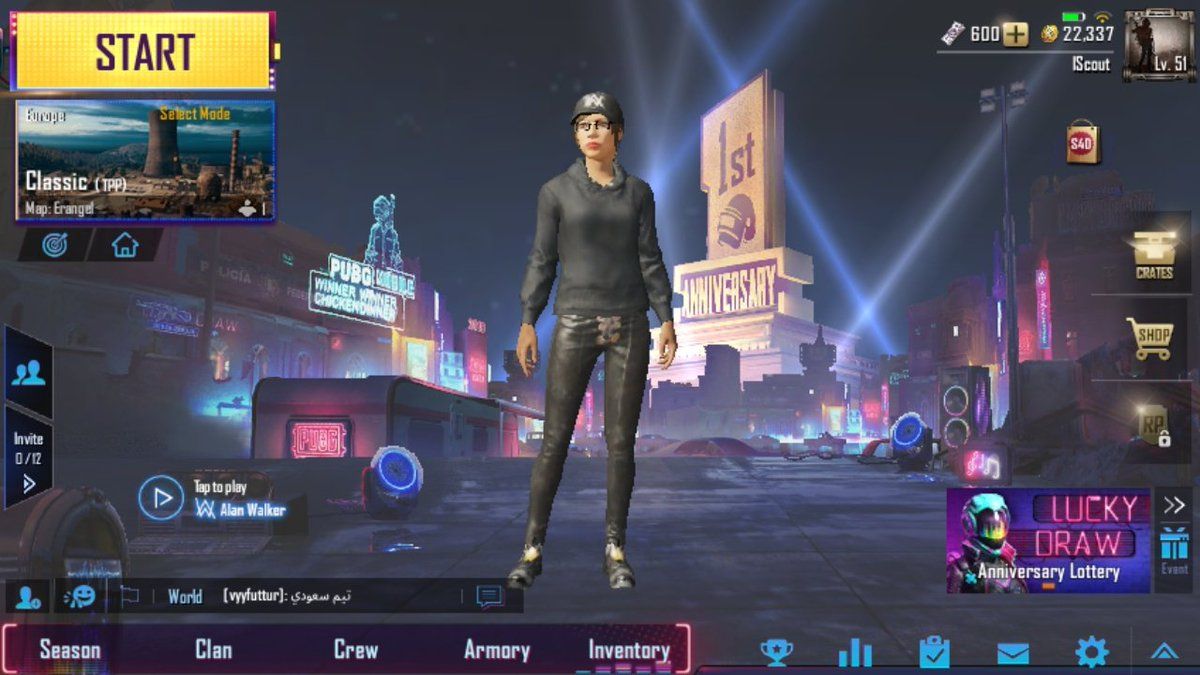 Tampilan depan skin ekslusif Alan Walker di PUBG Mobile