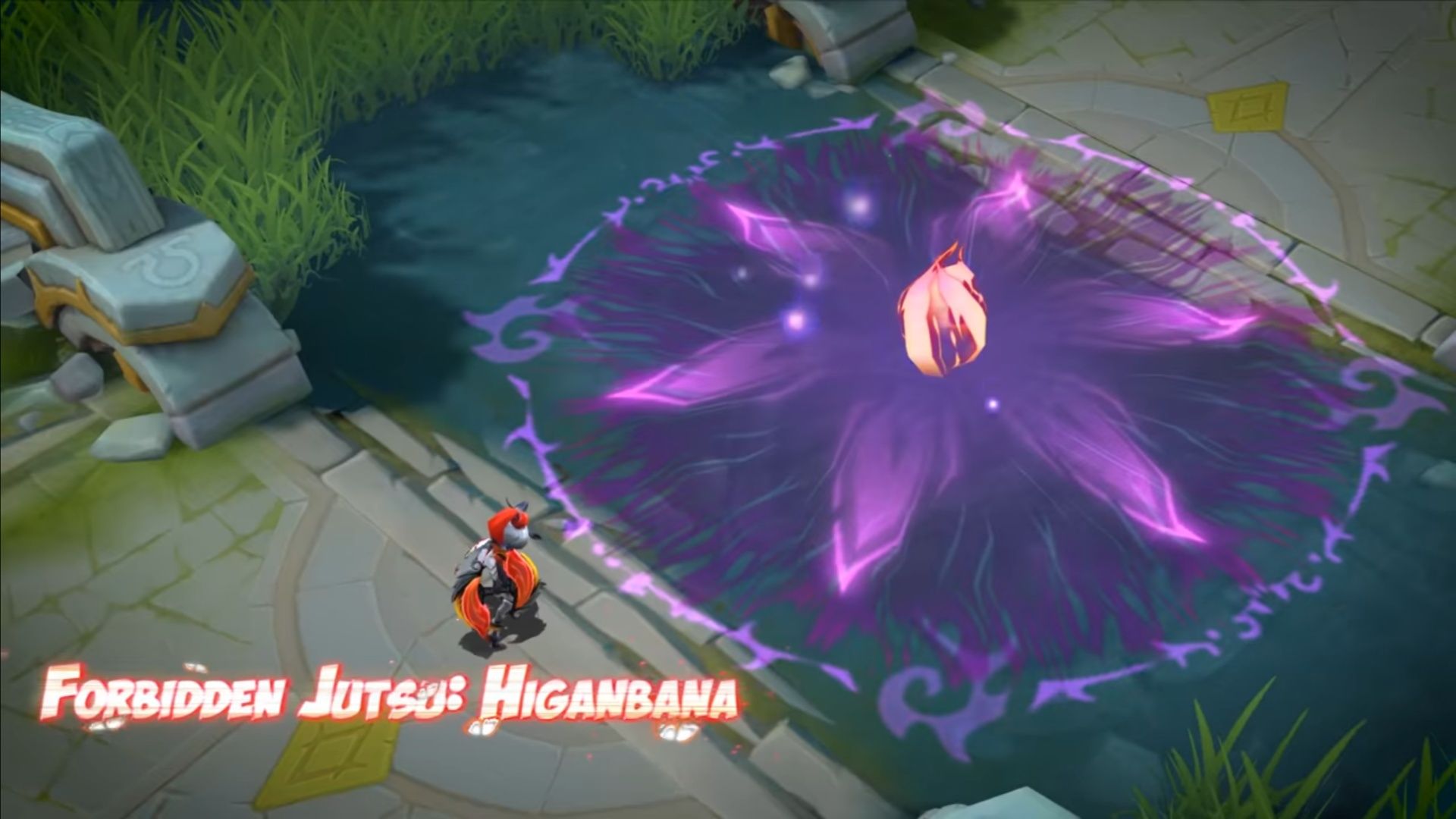 Efek animasi ultimate Hanabi pada skin Fiery Moth