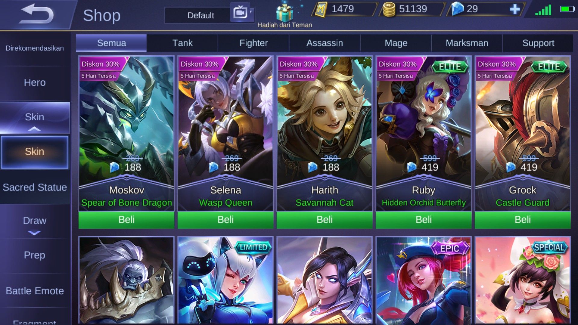 Diskon skin Mobile Legends