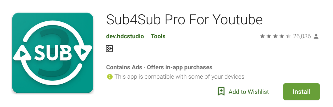 Aplikasi Sub4Sub di Play Store