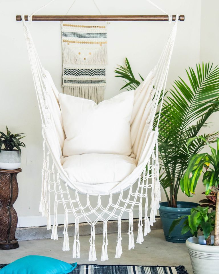 White Macrame Hammock Chair