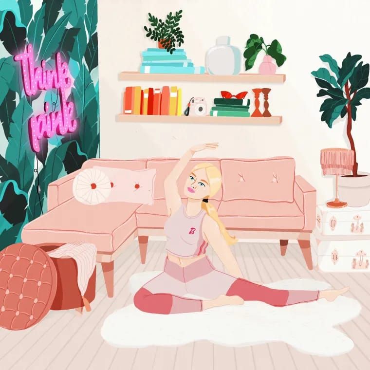 Ruang tamu di rumah impian Barbie
