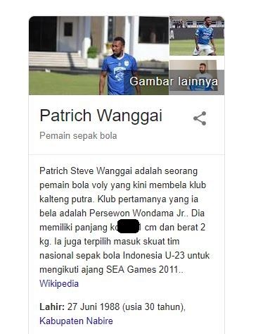 Informasi Patrich Wanggai di Wikipedia sempat berubah. 