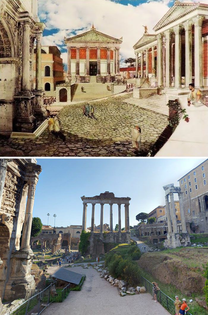 Beginilah Tampilan  Dulu vs Sekarang dari 5  Struktur Bangunan Romawi Kuno Terkenal 