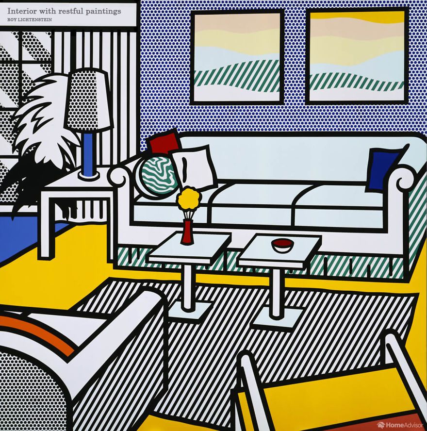 ‘Interior with restful paintings’ oleh Roy Lichtenstein