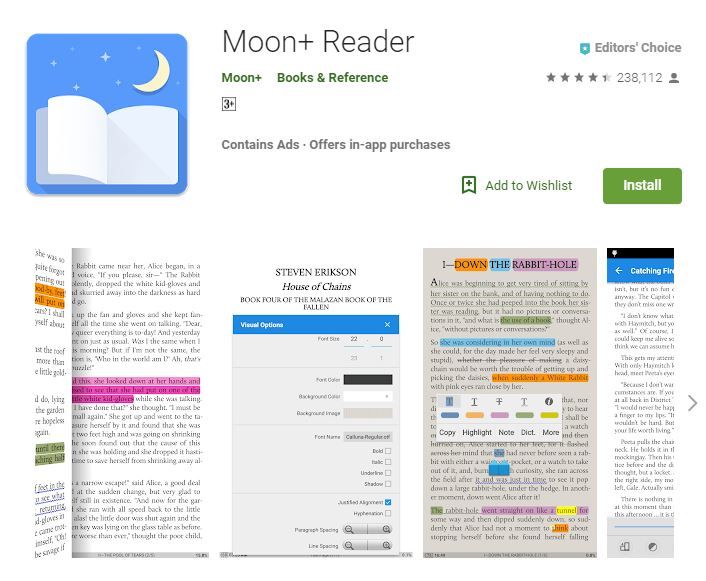 Aplikasi Moon+ Reader di Play Store