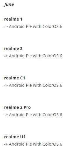 Update OS Realme bulan Juni