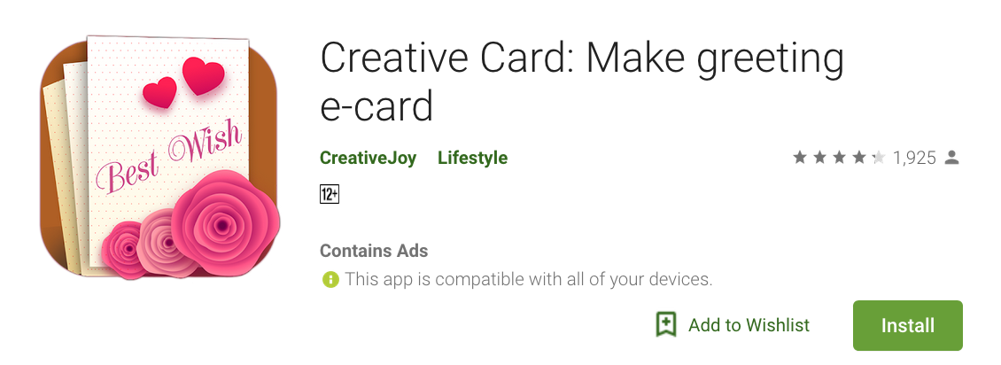 Aplikasi Creative Card di Play Store