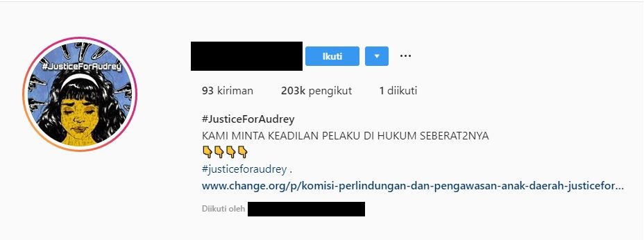 Akun pelaku pengeroyokan Audrey yang diambil alih oleh hacker