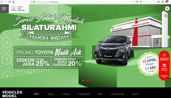Website PT Toyota Astra Motor, nomor 1 di Indonesia dan nomor 3 dunia
