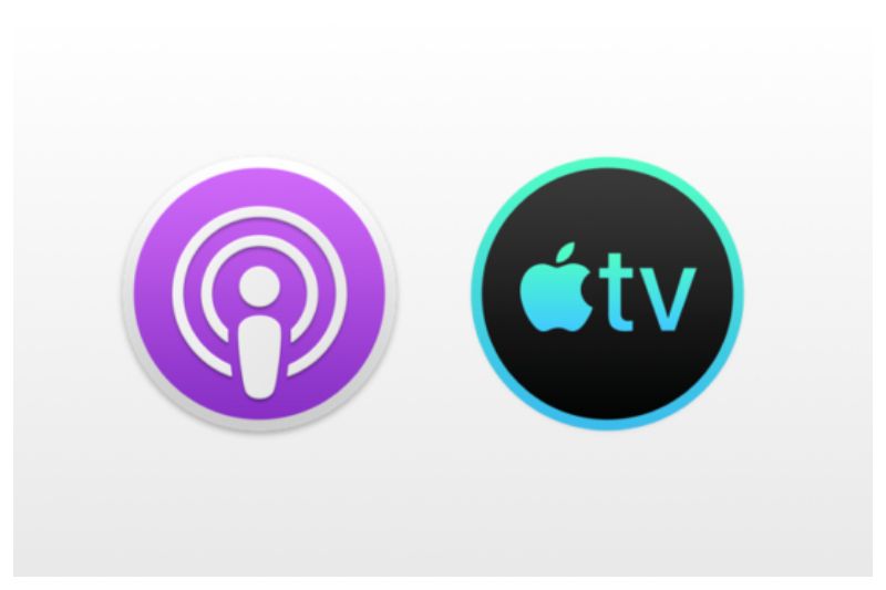 Contoh icon baru untuk aplikasi podcast dan TV di macOS mendatang