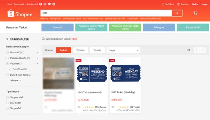 Beli tiket Telkomsel IIMS 2019 via Shopee, bisa bawa pulang mobil