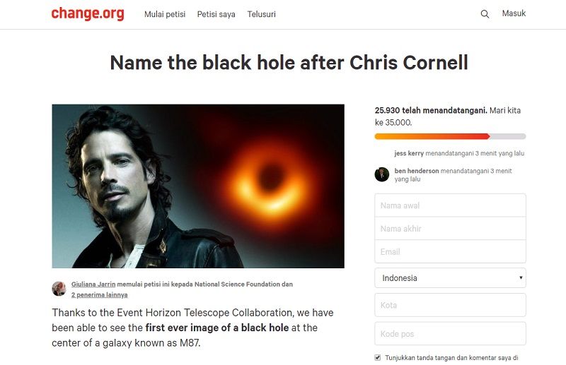 Petisi untuk memberikan nama Chris Cornell kepada black hole