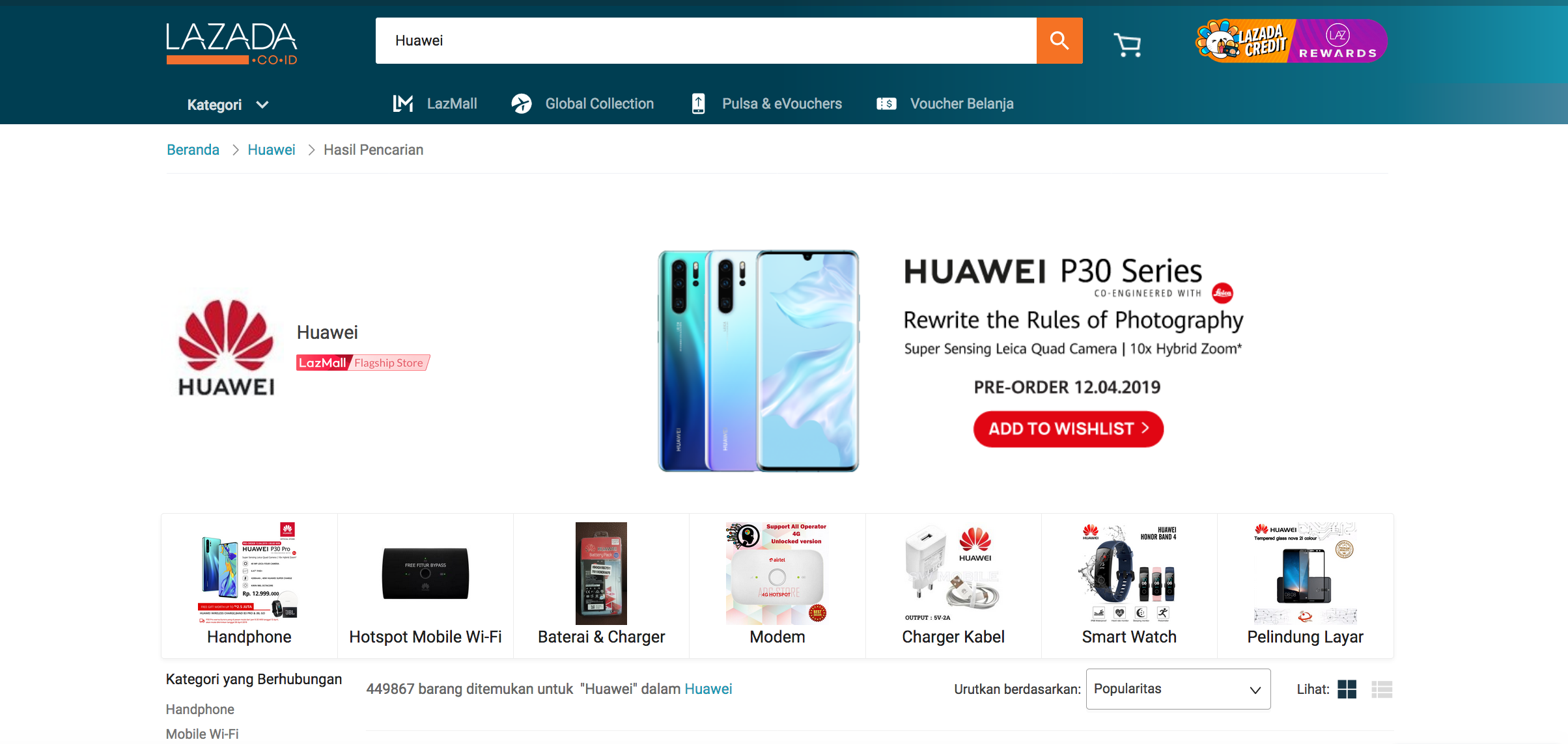 Pre-order Huawei P30 Series di Lazada